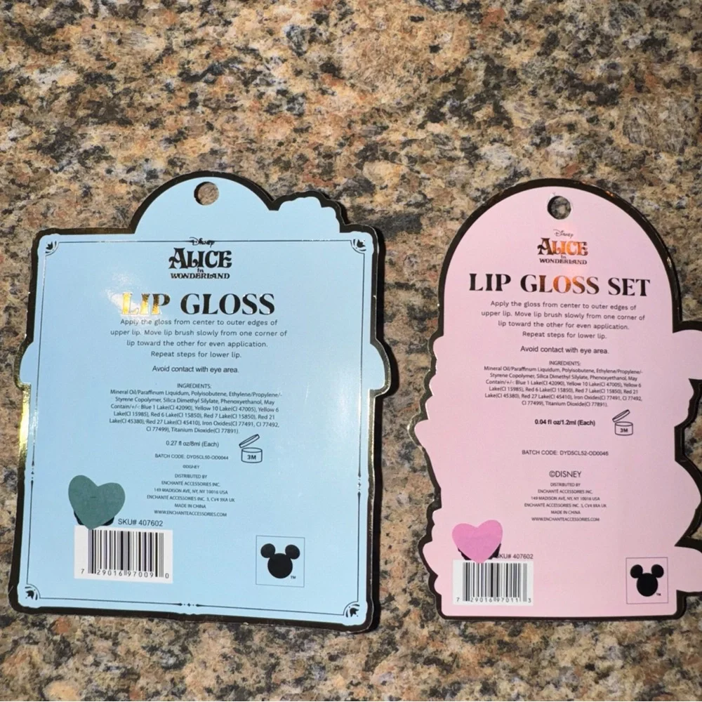 Disney Alice in Wonderland Makeup Lip Set Lip Cheshire Cat Gloss Lip Balm kids